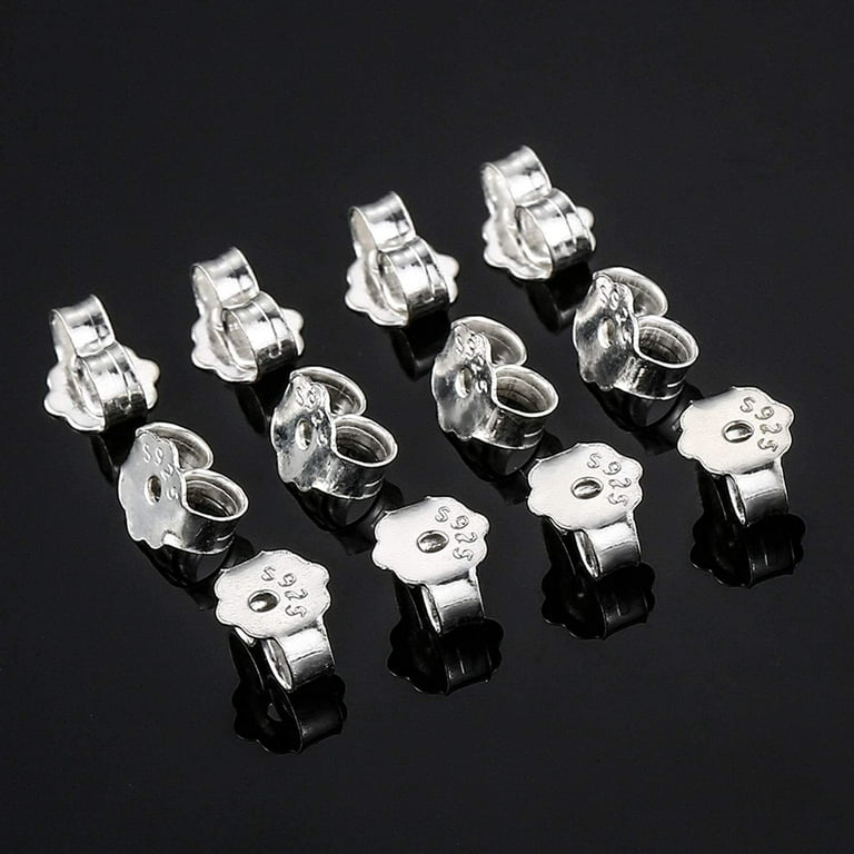 S925 Sterling Silver Earring Backs Replacements for Posts,12Pcs/6Pairs Pierced  Earring Backings Secure for Studs,Hypoallergenic Safety Locking Butterfly  Ear Ring Stoppers 5.7X4.6X3mm 