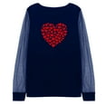 thumbnail image 4 of Valentines Shirts for Women Mesh Sequin Long Sleeve Love Heart Print Graphic T-Shirts Shiny Crewneck Pullover Tops (XXL, Navy), 4 of 7