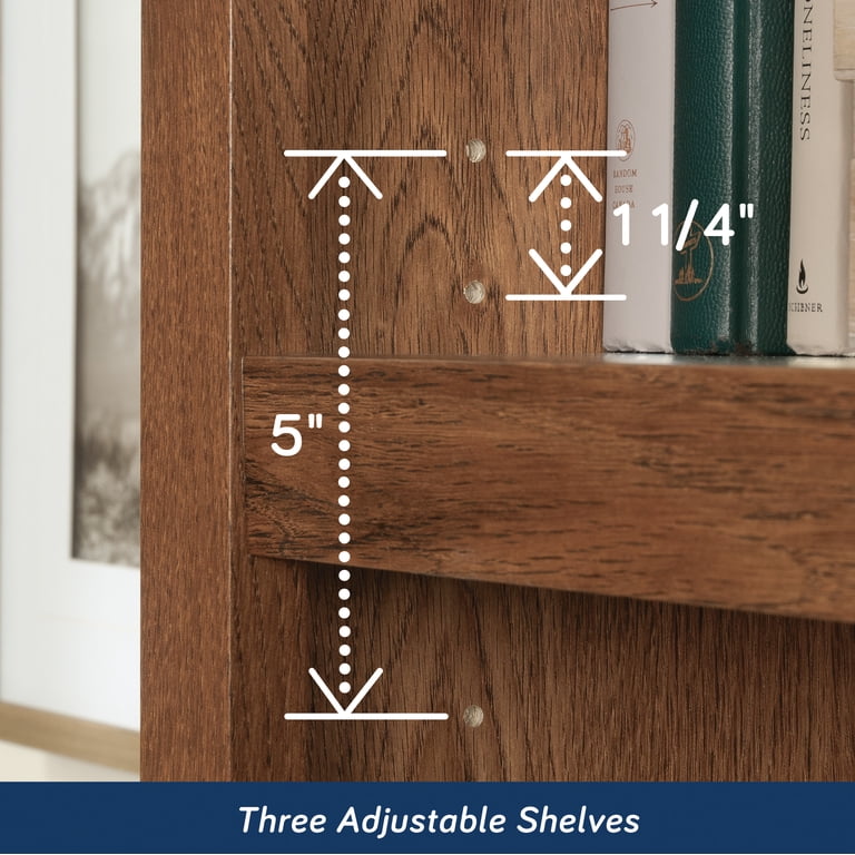 Sauder, Bookcase, 5-Shelf, Oiled Oak Finish, Adjustable Shelves