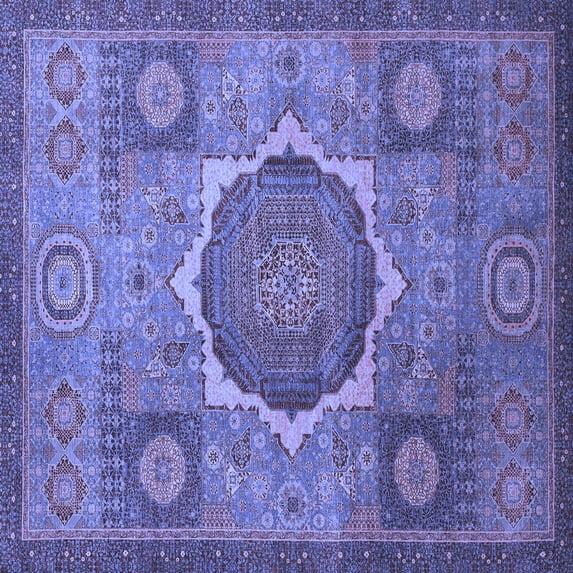 Ahgly Company Indoor Square Oriental Blue Modern Area Rugs, 5' Square