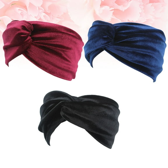 MLINS  3 Pcs Fabric Hairbands for Women Adjustable Headbands Burgundy Women's