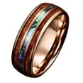 thumbnail image 5 of Womens Rose Gold Wood Grain Stainless Steel Ring Geometric Design Trendy Elegant Titanium Steel Jewelry Gift Chic, 5 of 6