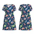 thumbnail image 3 of Bixox Robe d'Été à Manches Courtes pour Femmes Robe Ample Longueur Genou avec Poches-Dinosaure, 3 of 7