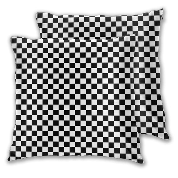 Throw Pillow Covers Set of 2 Black White Checkered Pattren Soft Square Couch Decorative Pillow Covers for Living Room Bed 22"x22"