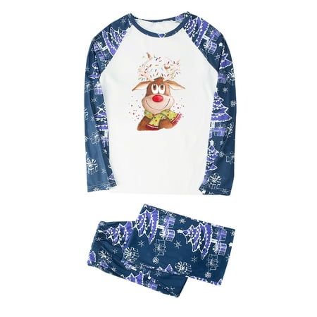 

AnuirheiH Parent-child Pjs Warm Christmas Set Printed Home Wear Pajamas Two-piece Dad Set Sale on Clearance