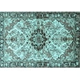 thumbnail image 1 of Ahgly Company Indoor Rectangle Medallion Light Blue Traditional Area Rugs, 5' x 8', 1 of 4