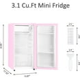 thumbnail image 2 of HUMSURE 3.1 Cu.ft Pink Mini Fridge with Freezer, Adjustable Temp, Quiet for Dorms & Offices, 2 of 6