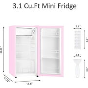 HUMSURE 3.1 Cu.ft Pink Mini Fridge with Freezer, Adjustable Temp, Quiet for Dorms & Offices