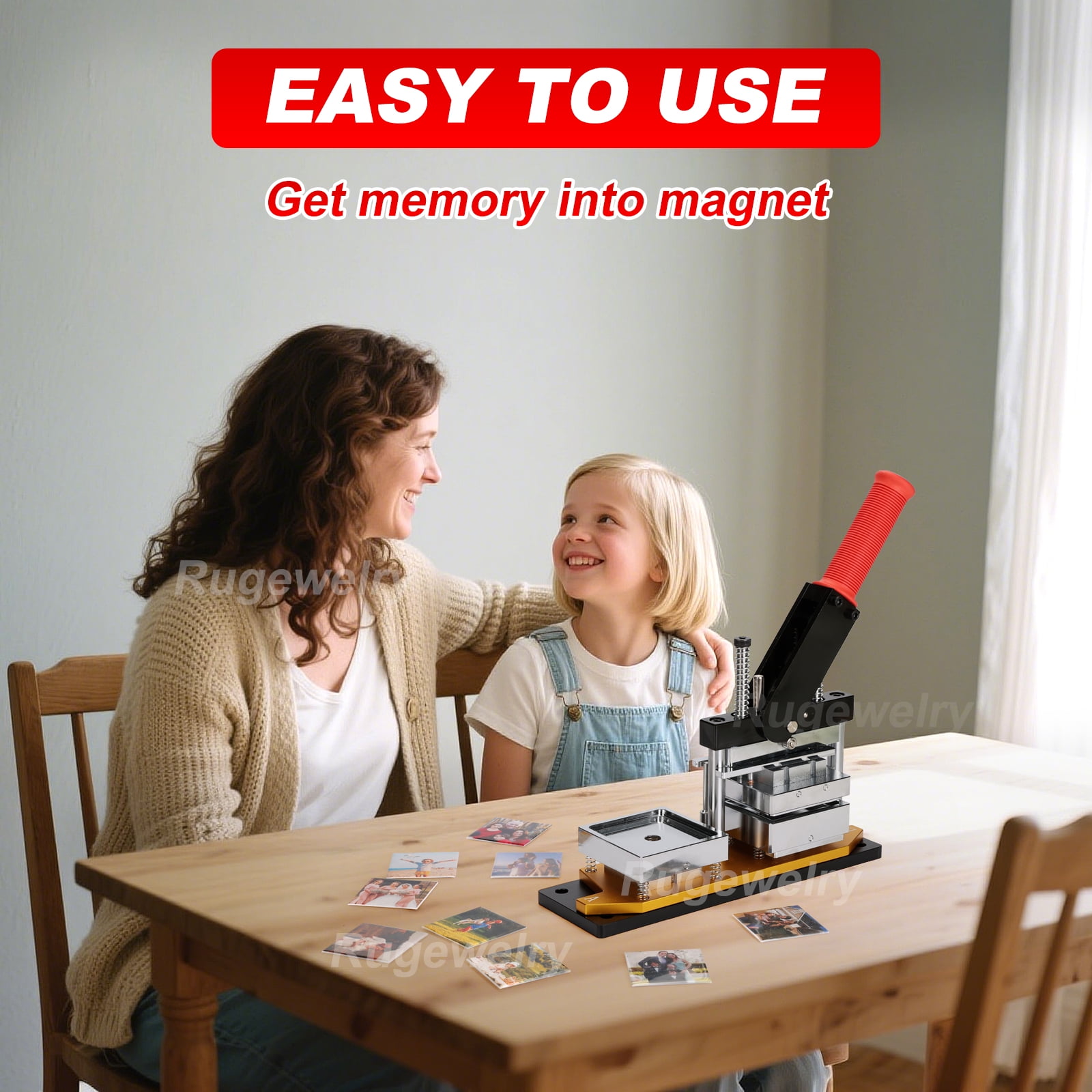 2.5×2.5in Magnet Maker Machine Kit, DIY Photo Fridge Magnet Making Machine, Press Machine+Paper Cutter+100 Sets Supplies