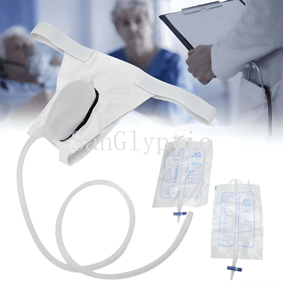 SanGlyptic Male Urine Bag, Urine Collection Bag, Urine Collection Bag Reusable Silicone Urinal for Men Elderly Bedridden Patients