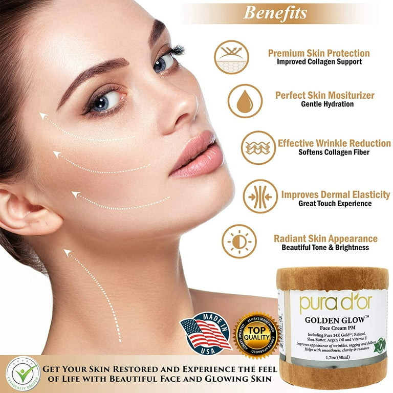 Pura D Or Golden Glow Face Cream Pm 1.7 oz Cream