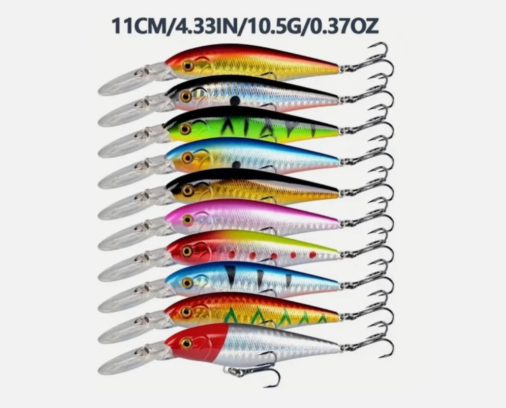 56PCS Mixed Fishing Lures Set Bionic Minnow Hard Artificial Bait Crankbait Kit for Bass Trout Freshwater Fishing
