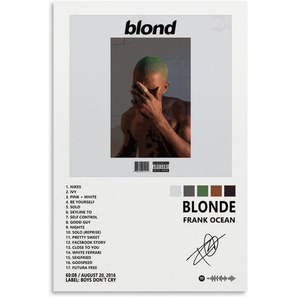 PPHAOSHO Frank Ocean Blonde Album Cover Poster frameless Painting Canvas Wall Posters Art Picture Print Modern Home Decor 24x36inch