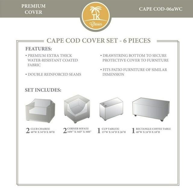 TK Classics Cape Cod 6 Piece All Weather Cover Set 06a in Beige