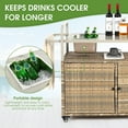 thumbnail image 2 of HOMEFUN Outdoor Kitchen Island Wicker Serving Console Cart & Grill Bar Table Waterproof with Wheels and Ice Bucket Backyard and BBQ Prep, Brown, 2 of 14