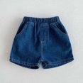 thumbnail image 2 of NOEGOEU Girls Jean Shorts Summer Casual Elastic Waist Wide Leg Soft Denim Shorts for Baby Toddler 3M-6Y (Blue,12-18 Months), 2 of 5