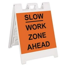 Barricade Sign, Plastic, Engineer, 36 in Height, 3 in Length, 17 lb, White