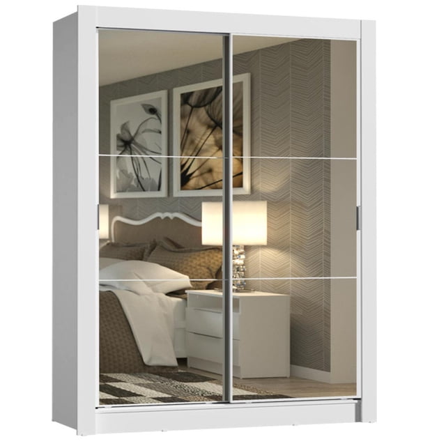 Ropero Closet Madesa Dallas 2 Puertas Corredizas con Espejo 2 Cajones