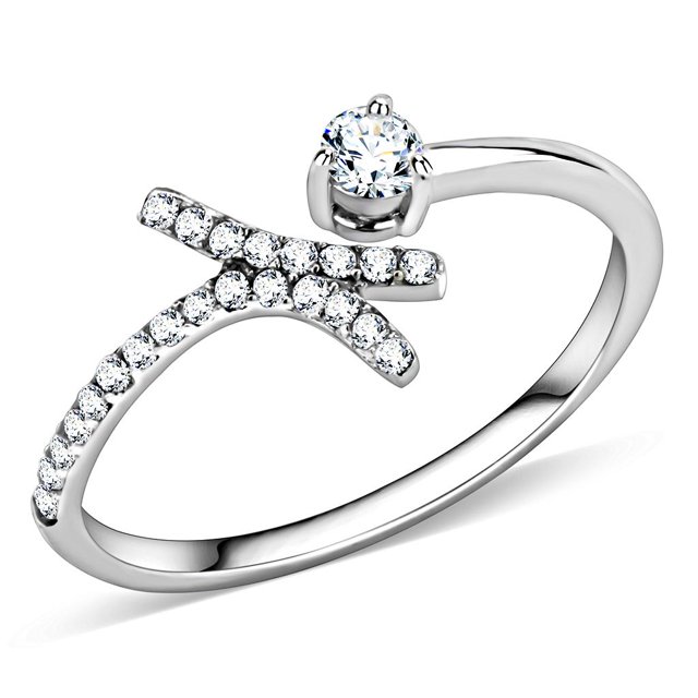 no plating Stainless Steel Ring AAA GRD CZ Clear DA145 for Women Clear Stone Color Style High Size 8