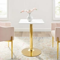 Modway Verne 24" Square Dining Table in Gold White