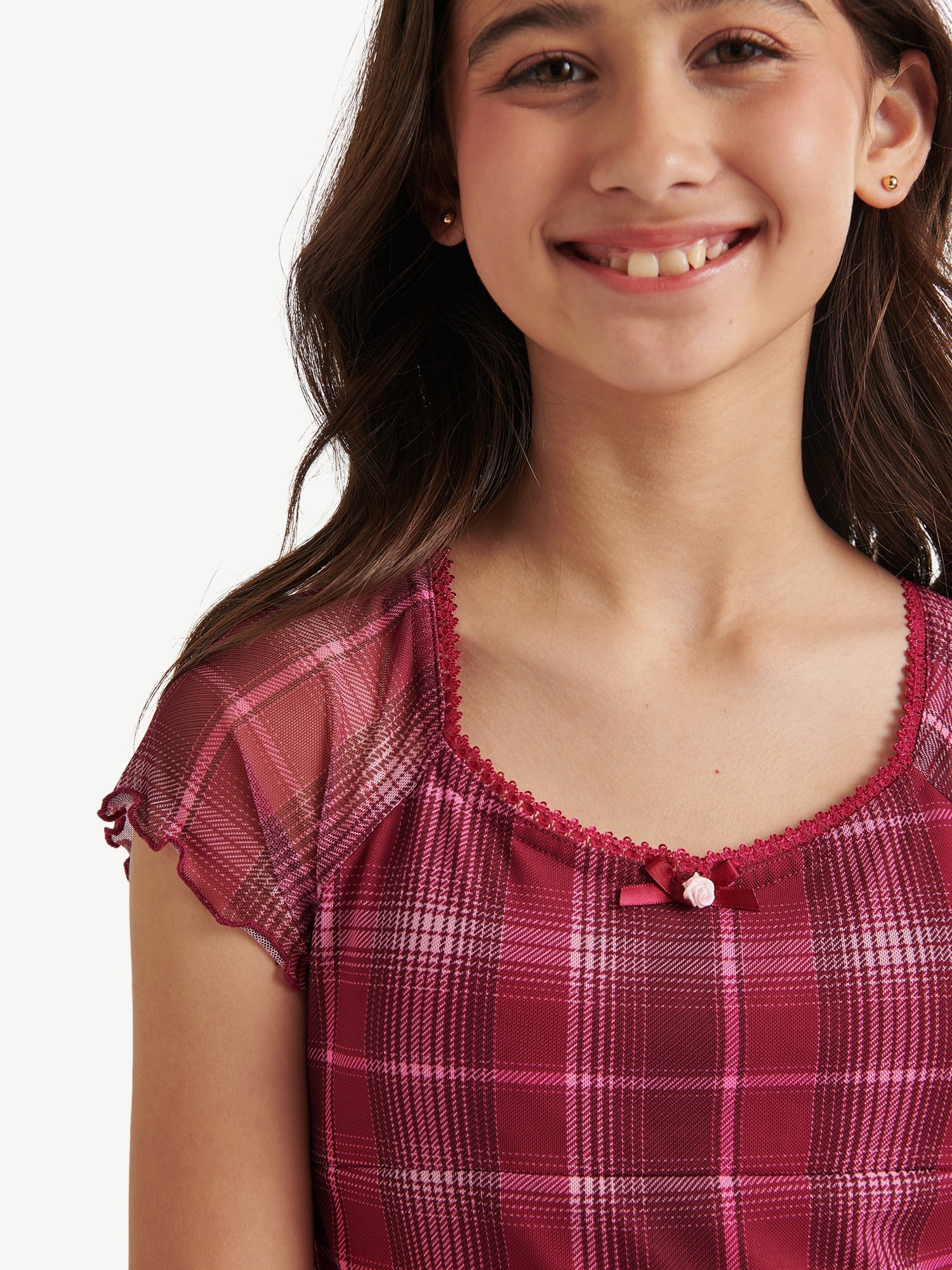 Justice Girls Mesh Plaid Romper, Sizes XS - XLP