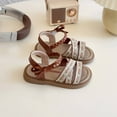 thumbnail image 2 of BOBOGOJP Little Girl Sandals Girls Leather Soft Opened Toe Princess Flat Shoes Summer Sandals Brown for 8.5, 2 of 9