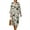 Gray Beige Ink Floral, variant on COEQINE Women's Midi Dress 3/4 Sleeve Wrap V-Neck Oriental Casual Sundress, Loose Fit Linen-Like Calf Length Tunic Dress for Women, Machine Washable, Size S, Ink Cat Peach Blossom