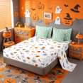 thumbnail image 3 of Homewish Happy Halloween Bat 7-Piece Twin Bedding,White Silhouette Dot Print Bedding Comforter Set,Mint Green,Halloween Reversible, 3 of 8