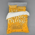thumbnail image 2 of Ambesonne Saying Bedding Set 3 Pcs, Retro Radio Playing Music, Twin, Marigold Black and Cream, 2 of 3
