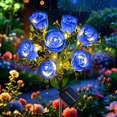thumbnail image 4 of Rirool 2-Pack Blue Solar Rose Flower Garden Stake Lights, 7 Heads Outdoor Waterproof Decorative Lights with 8 Modes, Auto On/Off Warm White LED for Yard Lawn Patio Pathway Decor, 4 of 8