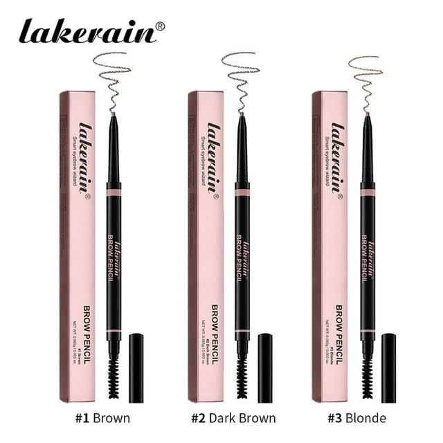 Long Lasting Eyebrow Pencil with Brush, 3 Counts Smooth Thin Brow Pencil, Precisely Outline The Eyebrow Shape, Suitable for Beginners, Makeup