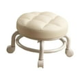 thumbnail image 1 of Abbracc Tabouret Bas Roulant Multifonction Portable Rembourré en PU Blanc, 1 of 9