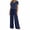 Navy, variant on Zynoxe Plus Size Pajamas Set Women Contrast Trim Short Sleeve Tops and Wide Leg Pants Sleepwear Sets Casual Stretchy Loose Lounge Sets