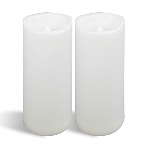 Large Outdoor Waterproof Battery Operated Flameless Candle With Timer 2 Pack 4 D X10 H Big Plastic Resin Bright Flickering Electric Led Pillar For Lantern Patio Garden Home Party Wedding Com Large Outdoor Waterproof Battery, Flameless Outdoor Resin Candles With Timer