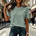thumbnail image 5 of Admvng Women's Striped T-Shirt Crew Neck Short Sleeve Casual Solid Basic Tee Tops, 5 of 7
