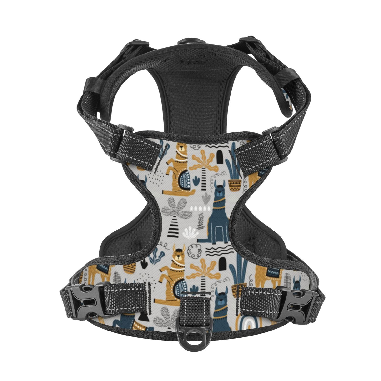 Kdxio Llama and Cactus1 Print No Pull Dog Harness Adjustable Reflective Oxford Easy Control Medium Large Dog Harness for Training and Everyday-Medium