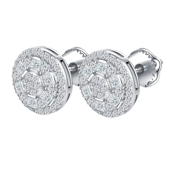 KIJ 1 Carat Round Moissanite Stud Earrings,925 Sterling Silver 14K White Gold Plated VVS1 Gra Certified Hypoallergenic Gifts for Men Women