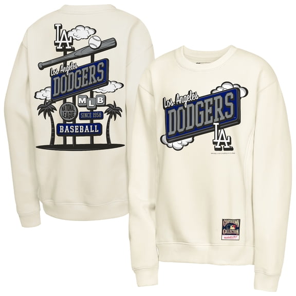 Youth Mitchell & Ness Natural Los Angeles Dodgers Retro Billboard Sweatshirt
