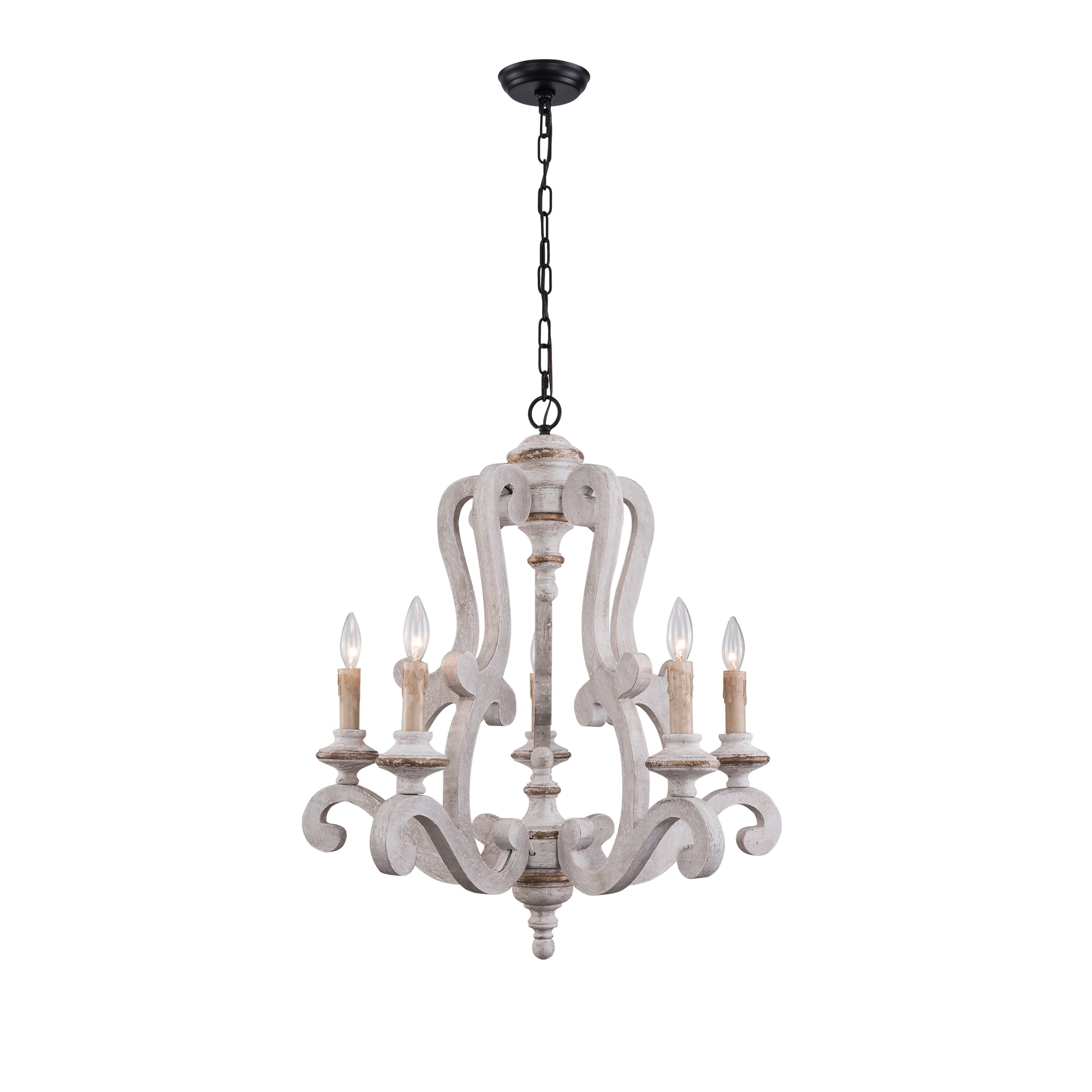 Belladepot 5-light White Wooden Vintage Chandelier