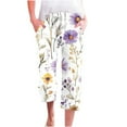 thumbnail image 2 of Women's Floral Printed Capris with Pockets Drawstring Waist Loose Fit Cropped Pants Under $10, 2 of 5
