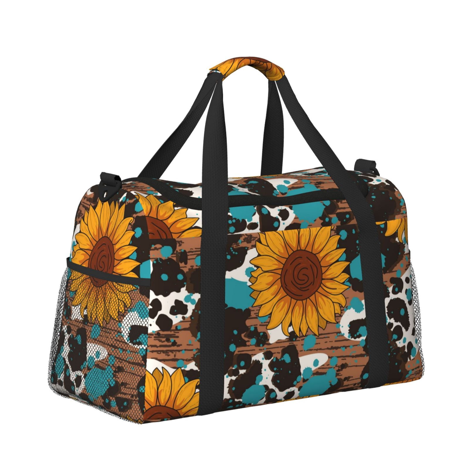 Fuzoiu Vintage Sunflowes Print Travel Duffle Bag,Carry On Tote Bags,Duffel Bag,Sport Gym Bag, Hospital Bag for Labor and Delivery, Overnight Bag,Luggage Bag