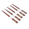 thumbnail image 2 of Natural Red Sandalwood Grooved Pattern Reusable Wooden Chopsticks (5 Pairs), 2 of 15