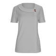 thumbnail image 4 of Tops de Mujer Casual Color Sólido Manga Corta Botón, Blusa Elegante para Primavera Verano Diario, 4 of 6