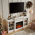 thumbnail image 3 of Fireplace TV Stand for 65 Inch TV, Farmhouse Entertainment Center with 23" Fireplace, Modern Media Console Table with Adjustable Storage Shelves for Living Room, White, 3 of 8