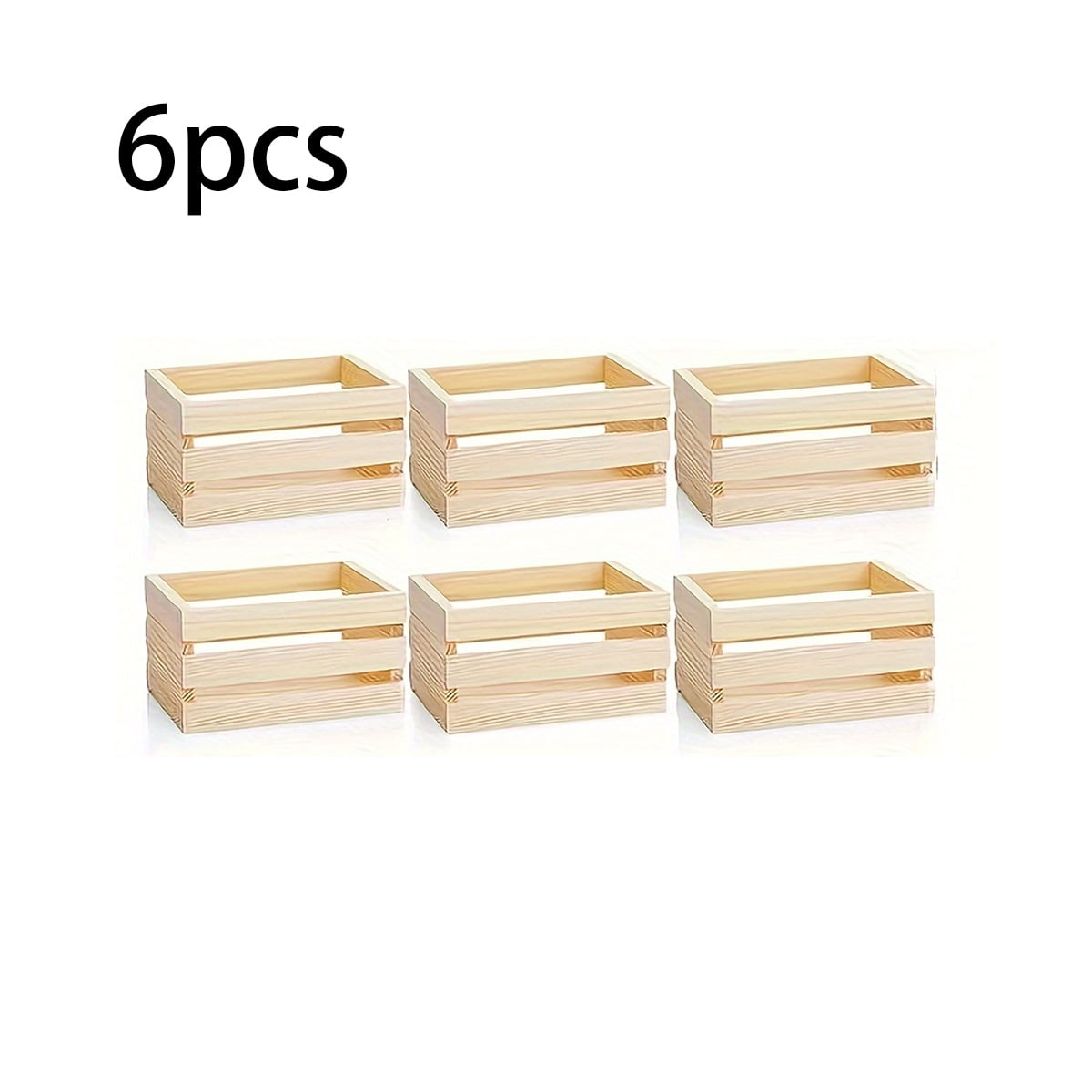 6Pcs Unfinished Wooden Crates, Small DIY Crafts Wooden Box Organizer, Rustic DIY Mini Craft Cubes, Sturdy & Durable, for Painting, Gift Wrapping and Display Organizer, Decorative Storage Box