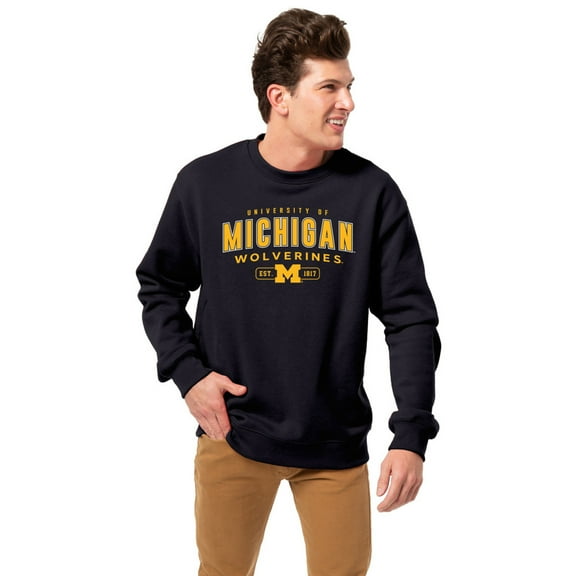 Men's League Collegiate Wear Navy Michigan Wolverines Essentials 2.0 Fleece Pullover Sweatshirt
