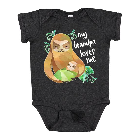 Inktastic My Grandpa Loves Me Cute Sloth and Baby Boys or Girls Baby Bodysuit