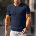 thumbnail image 2 of Afdoent T Shirts For Men Male Summer Solid Color Crew Neck Short Sleeve Textured Knit Half Sleeve T Shirt Soft Comfort Tee Shirts, 2 of 4