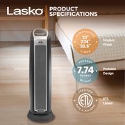 Lasko 5790 Portable Electric 1500W Oscillating Ceramic Tower Space Heater