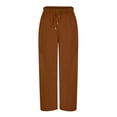 thumbnail image 5 of CYiJun Womens Flowy Pants Drawstring Waist Wide Leg Palazzo Beach Pants Loose Fit with Pockets, 5 of 9